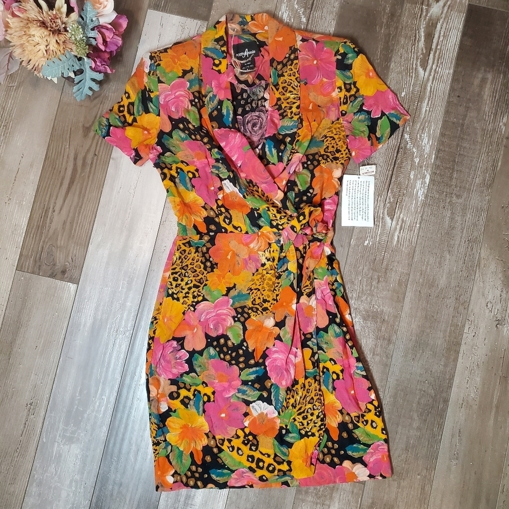 NWT POSITIVE ATTITUDE 100% Rayon Vintage Floral Dress Women's Size 6 Petite 6P